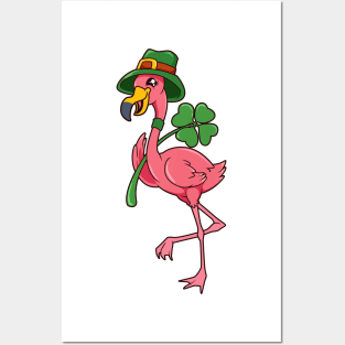 Flamingo Leprechaun - St Patricks Flamingo Posters and Art